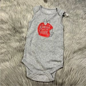 Joe Fresh Baby One Piece Bodysuit 6-12m Gray Born To Adventure
